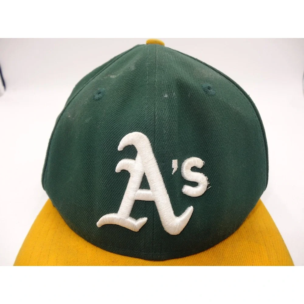 New Era 59FIFTY Oakland Athletics A's Fitted Hat Green Yellow Size 7 3/8